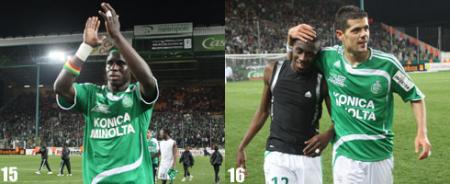 bayal a gauche entrain de remerci� les supporteres st�phanois