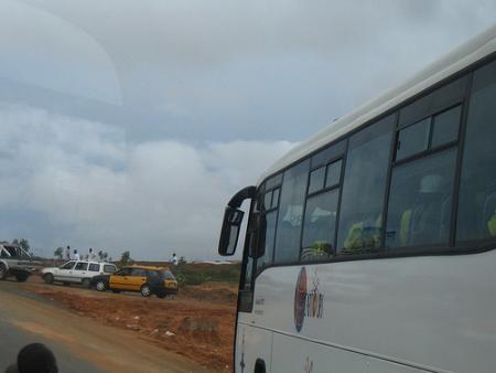 l'arriv�e des lions au stade l�opold s�dar senghor